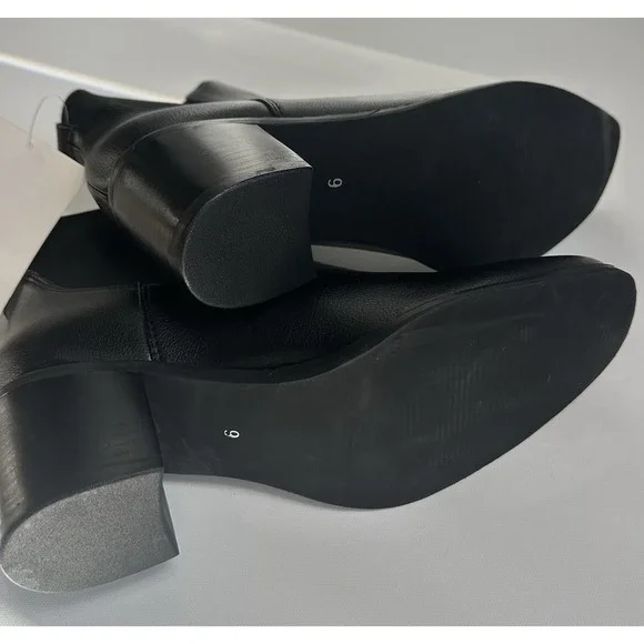 Amazon Essentials Black Ankle Boots Size 9 Women's Block Heel Chelsea Booties - Picture 6 of 7